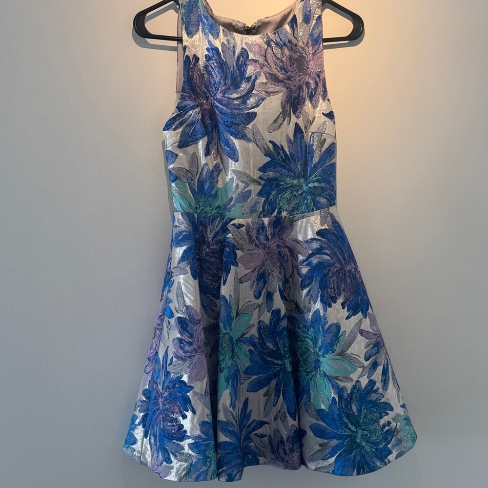 Alice + Olivia Blue and Purple Floral Kids Dress